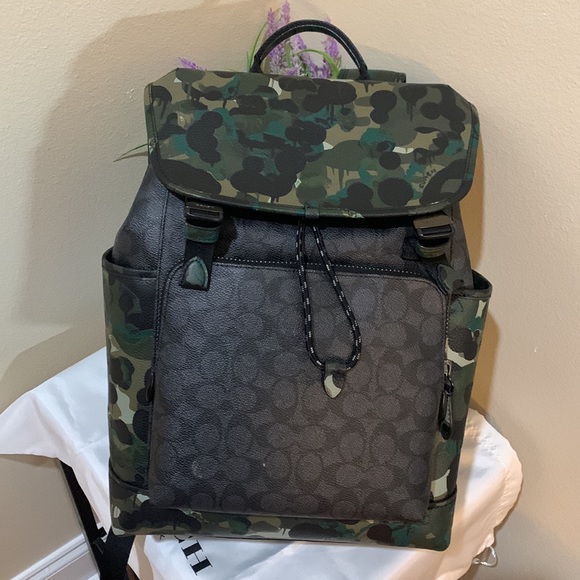 Coach League Flap Backpack In Signature Canvas With Camo Print - Picture 4 of 17
